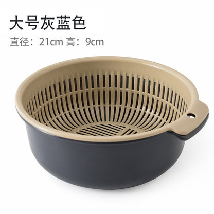 Multifunctional Double-layer Thickened Draining Basket Portable Kitchen Plastic Hollow Draining Draining Rice Washing Vegetables Vegetable Draining Basket