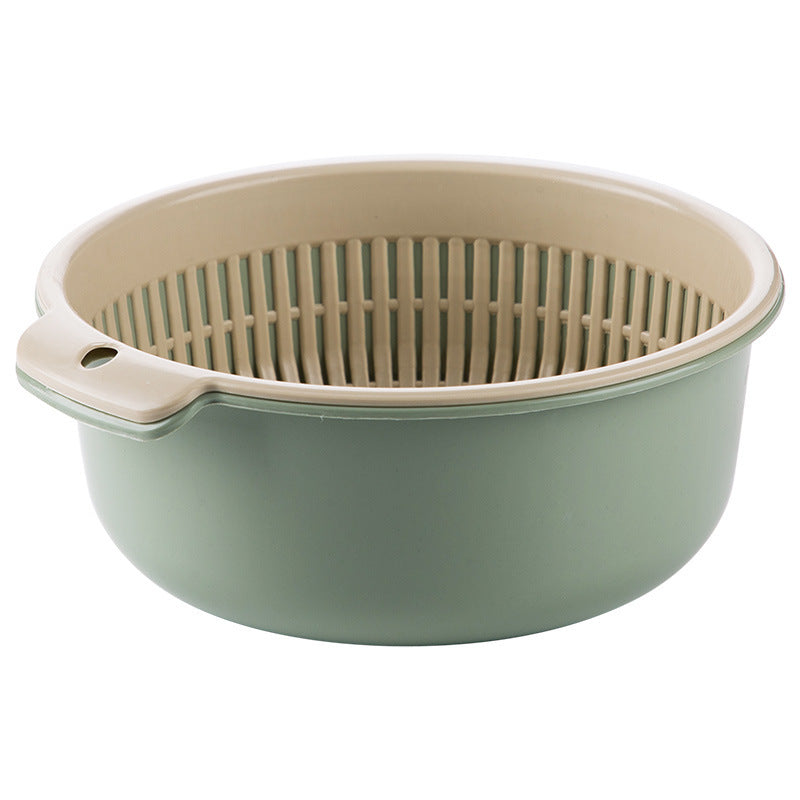 Multifunctional Double-layer Thickened Draining Basket Portable Kitchen Plastic Hollow Draining Draining Rice Washing Vegetables Vegetable Draining Basket