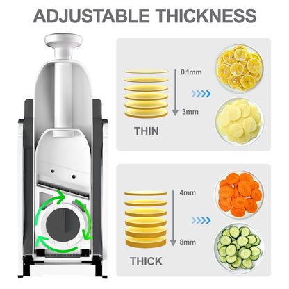 ONCE FOR ALL Safe Mandoline Slicer For Kitchen, Professional Vegetable Slicer Food Potato Slicer, Thickness Adjustable 0.1-8 mm Kitchen Artifact Fast Meal Prep