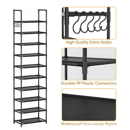 Dust-proof Storage Rack Dormitory Iron Shoe Cabinet Multi-layer Non-woven Simple Shoe Rack With Hook