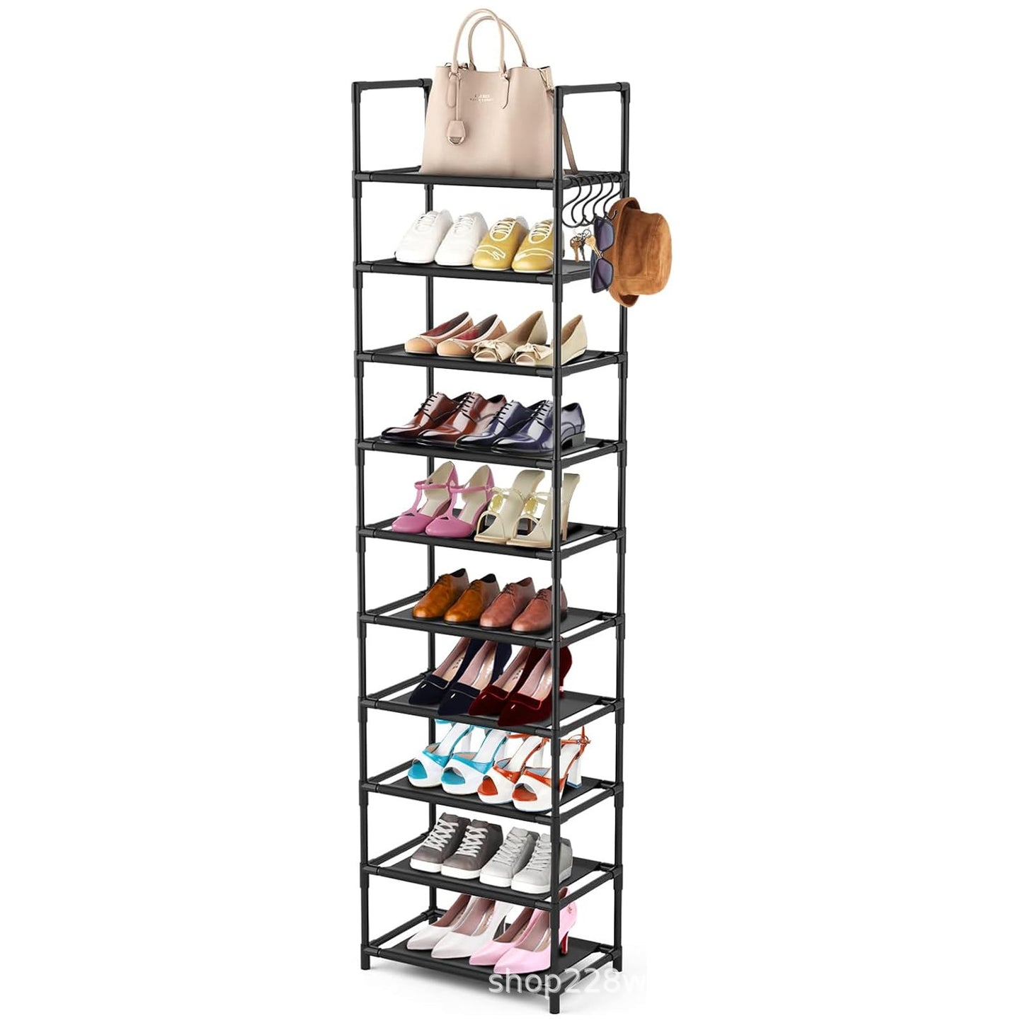 Dust-proof Storage Rack Dormitory Iron Shoe Cabinet Multi-layer Non-woven Simple Shoe Rack With Hook