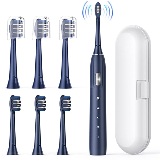 Electric Toothbrush for Adults - Rechargeable Electric Toothbrushes with Brush Heads &amp; Holder, Travel Case, Power Electric Toothbrush with Holder，3 Hours Charge for 120 Days